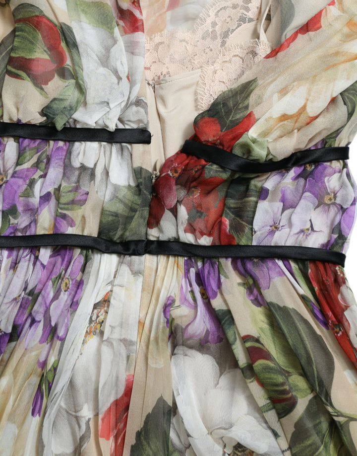 Floral Elegance silk chiffon mini dress