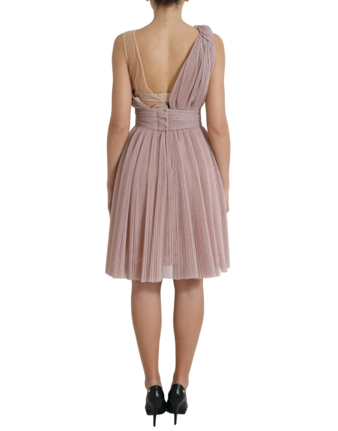 Elegant asymmetrical pink tulle dress