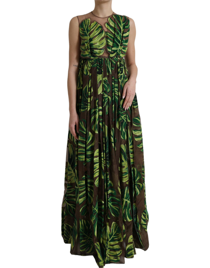 Elegant sleeveless A-line silk blend dress