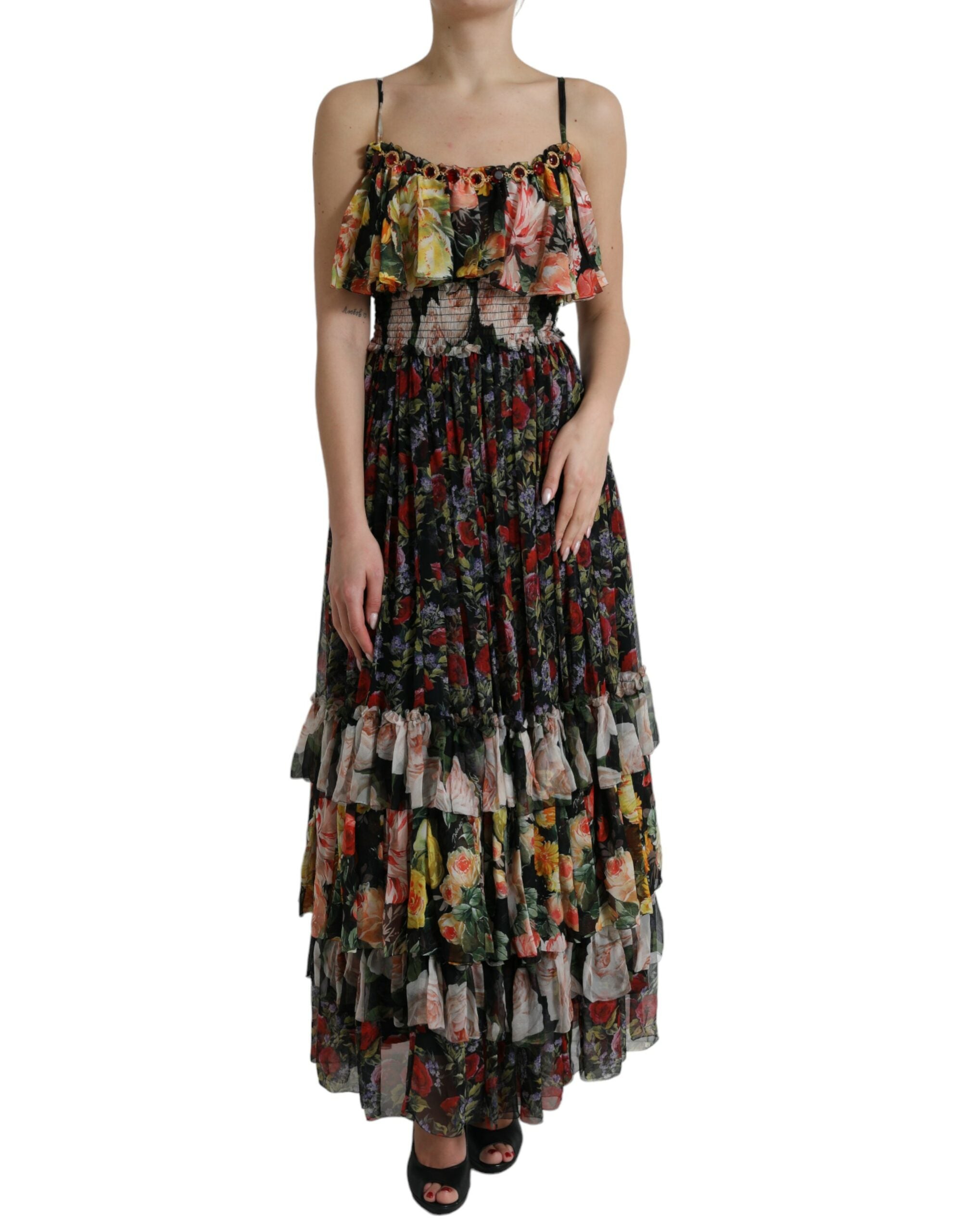Vibrant floral silk maxi dress
