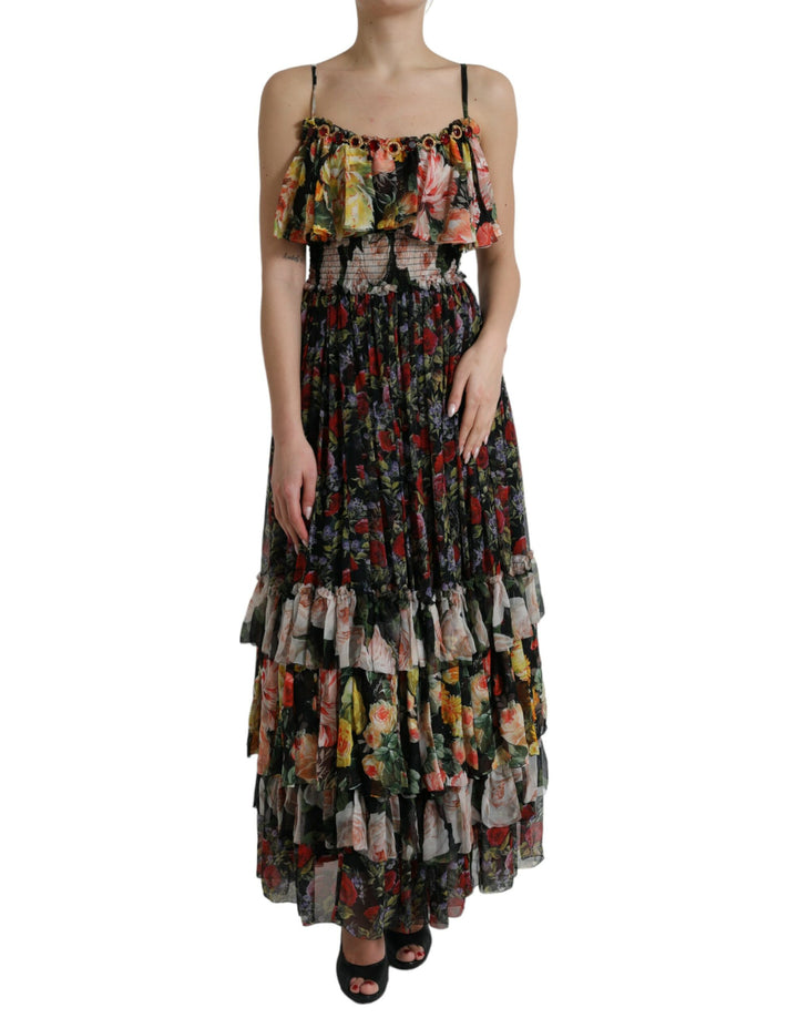Vibrant floral silk maxi dress