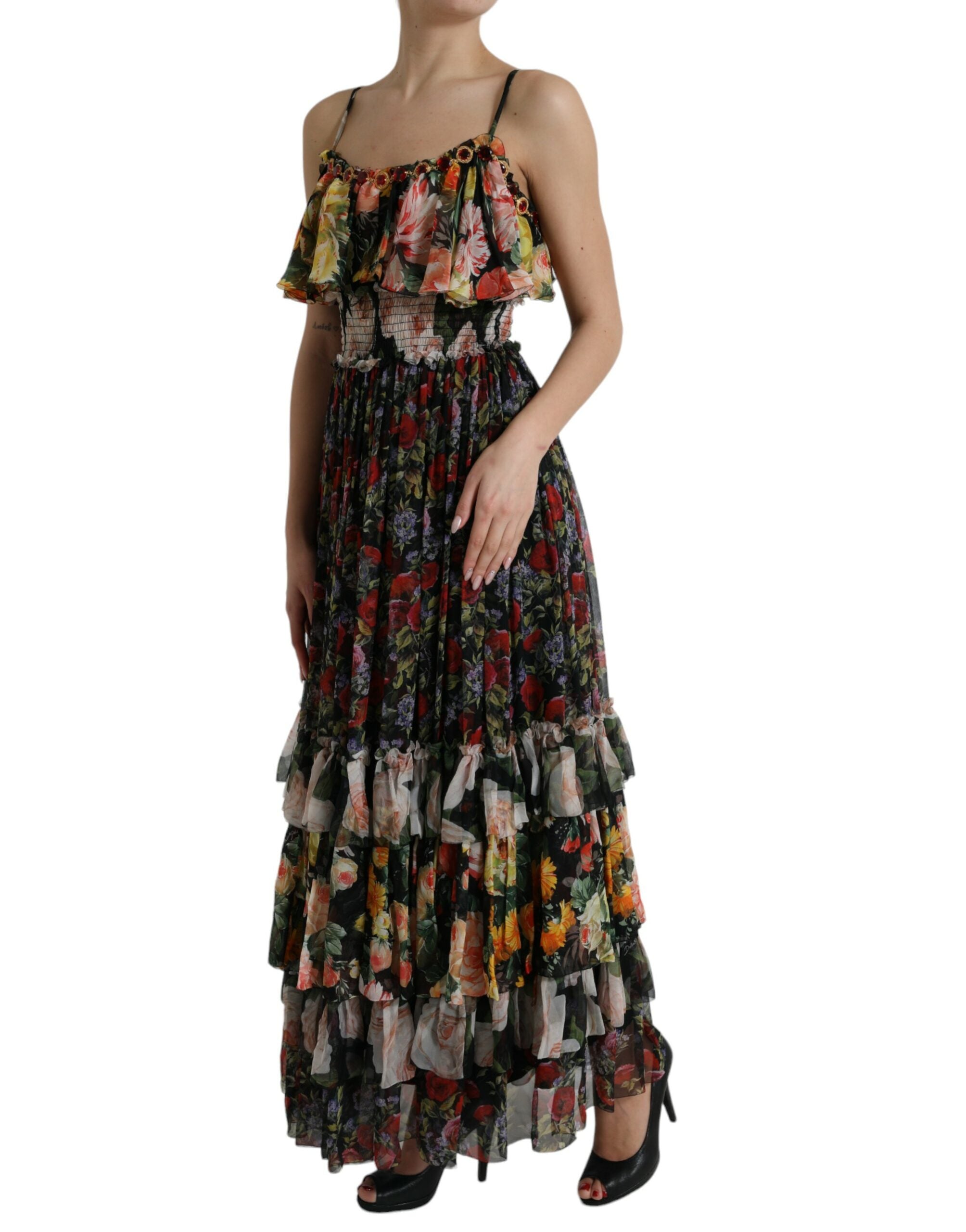 Vibrant floral silk maxi dress