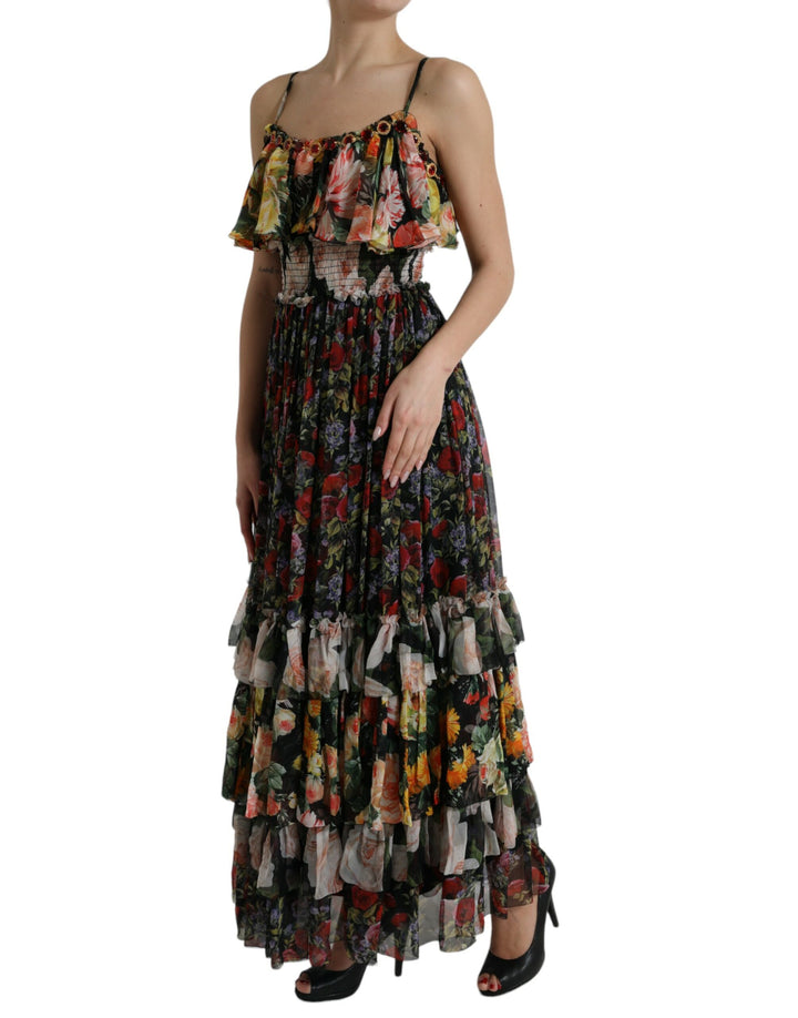 Vibrant floral silk maxi dress
