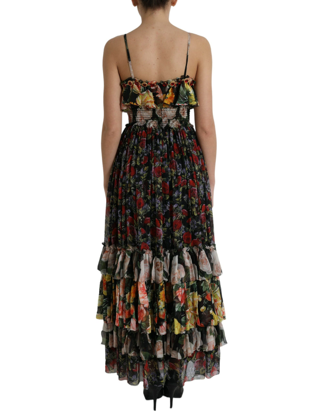Vibrant floral silk maxi dress