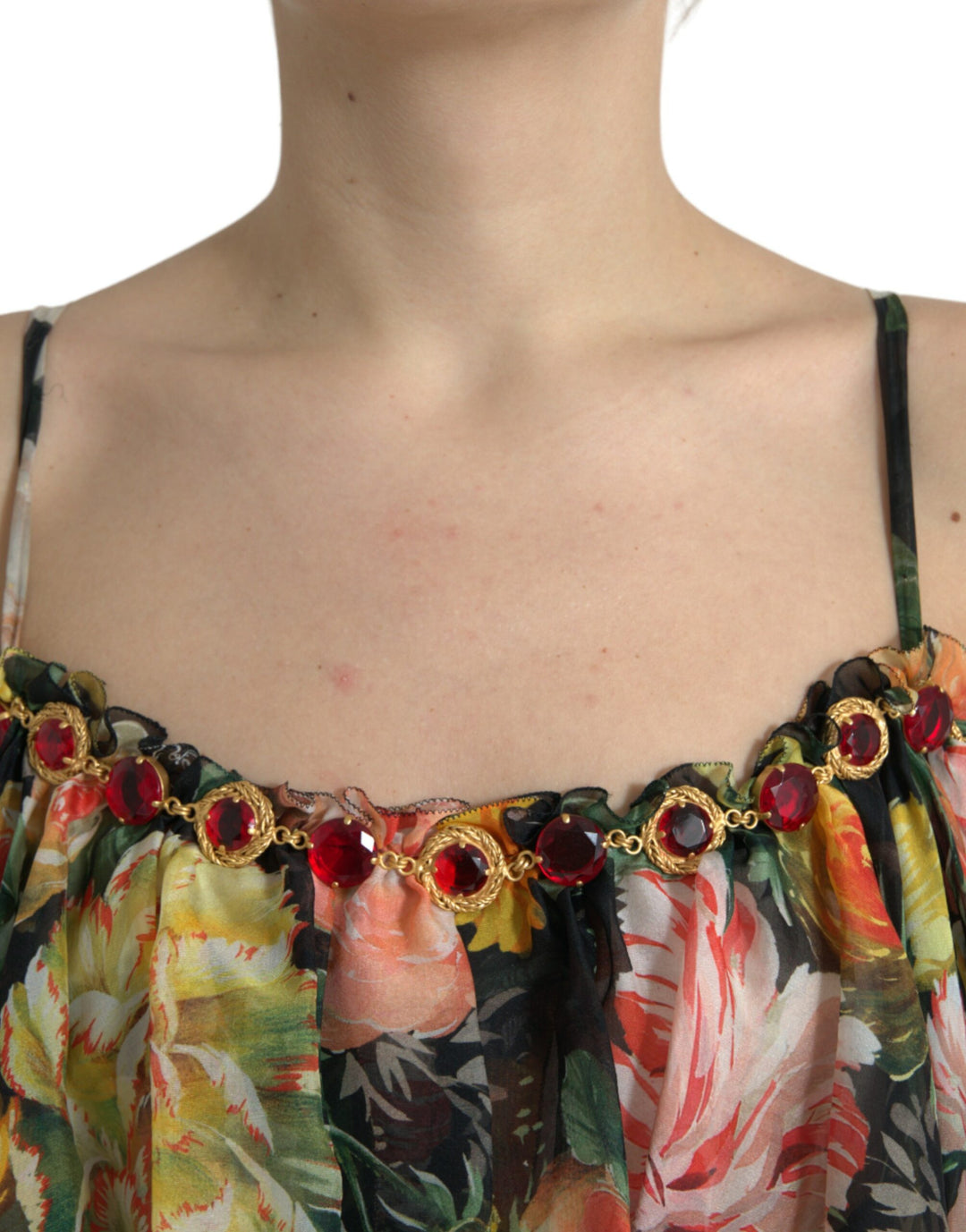 Vibrant floral silk maxi dress