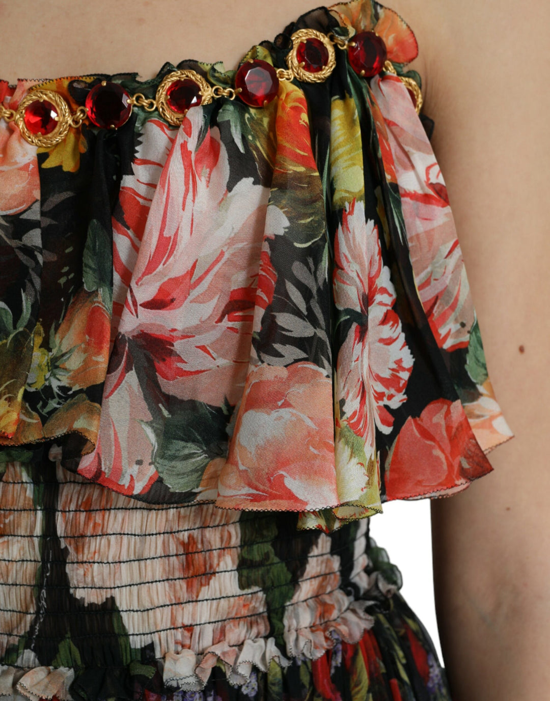 Vibrant floral silk maxi dress