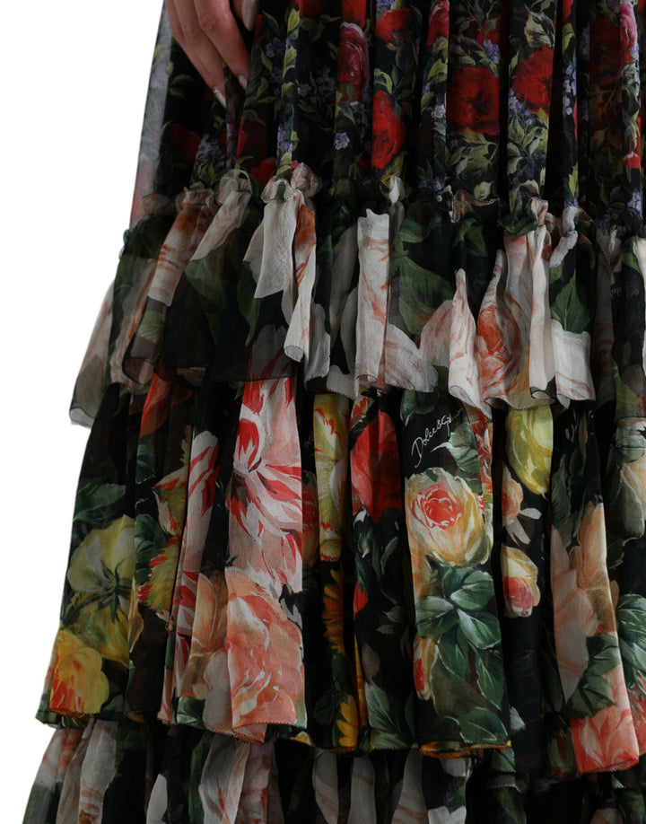 Vibrant floral silk maxi dress