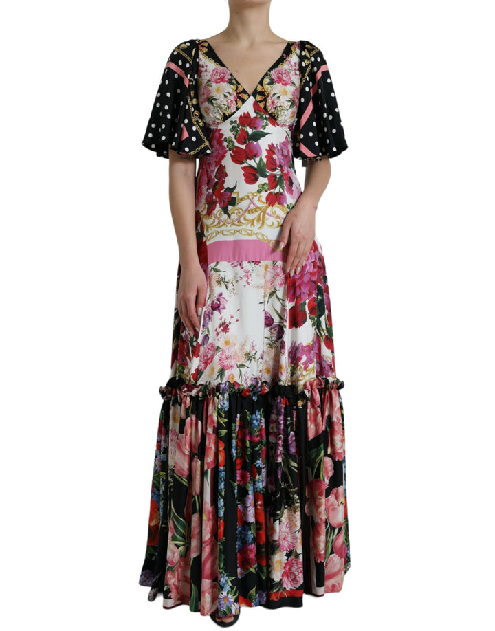 Elegant maxi dress made of floral silk