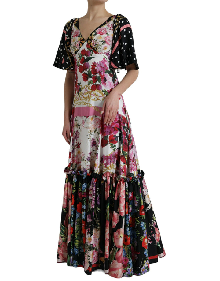 Elegant maxi dress made of floral silk