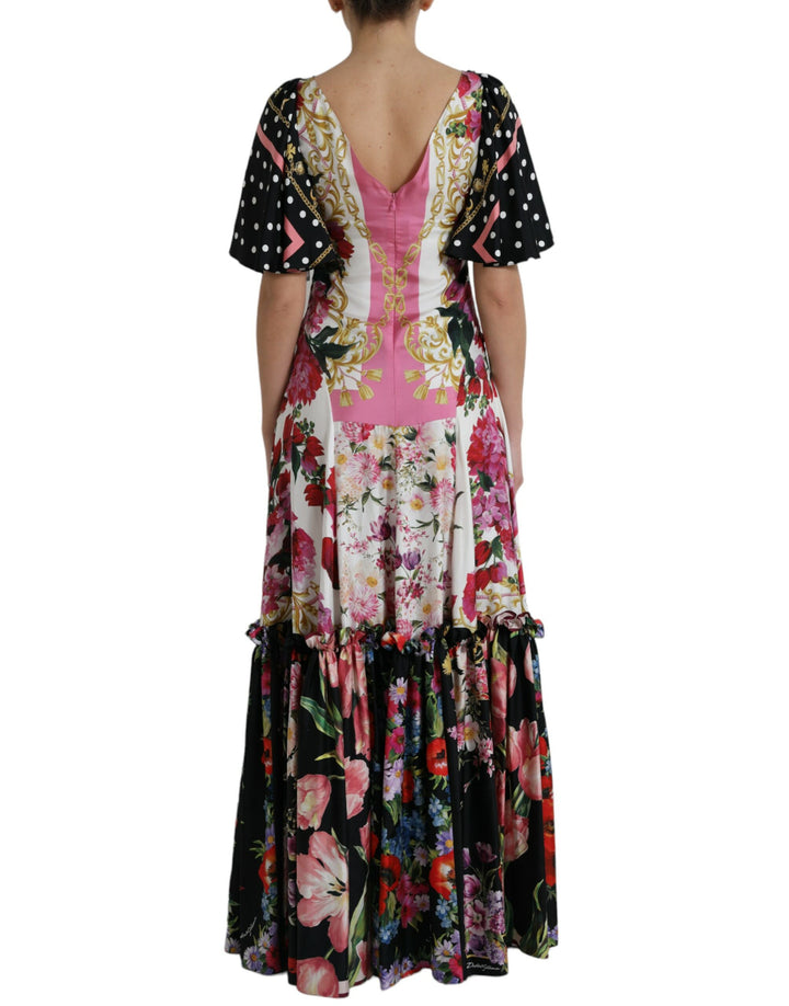 Elegant maxi dress made of floral silk