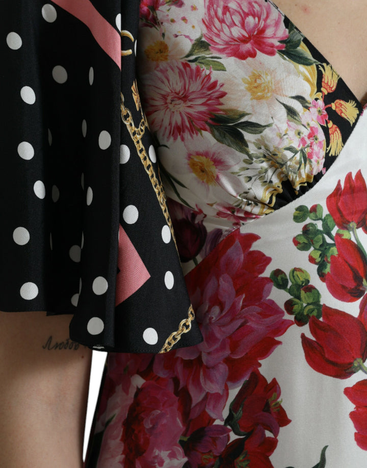 Elegant maxi dress made of floral silk
