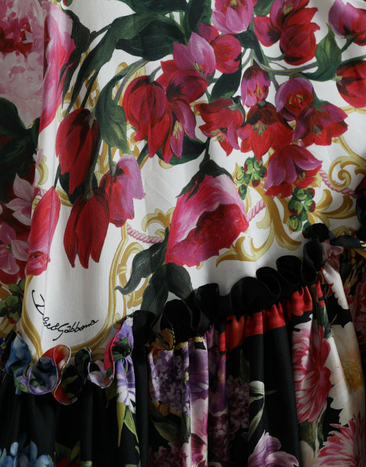 Elegant maxi dress made of floral silk