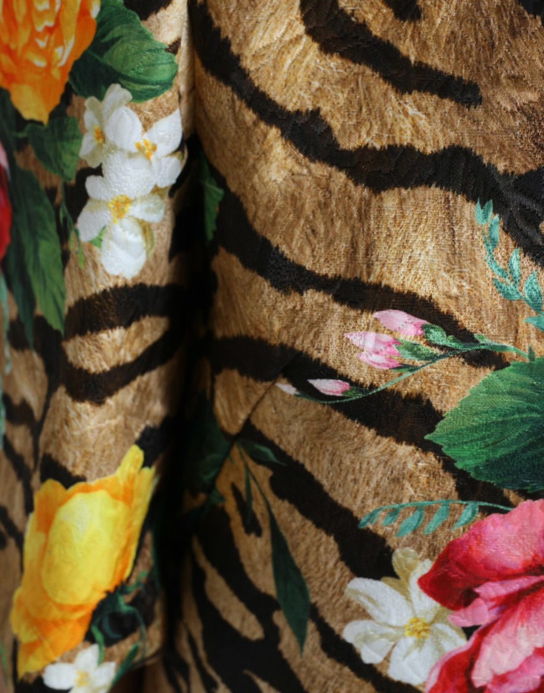 Mini shift dress with animal and floral print