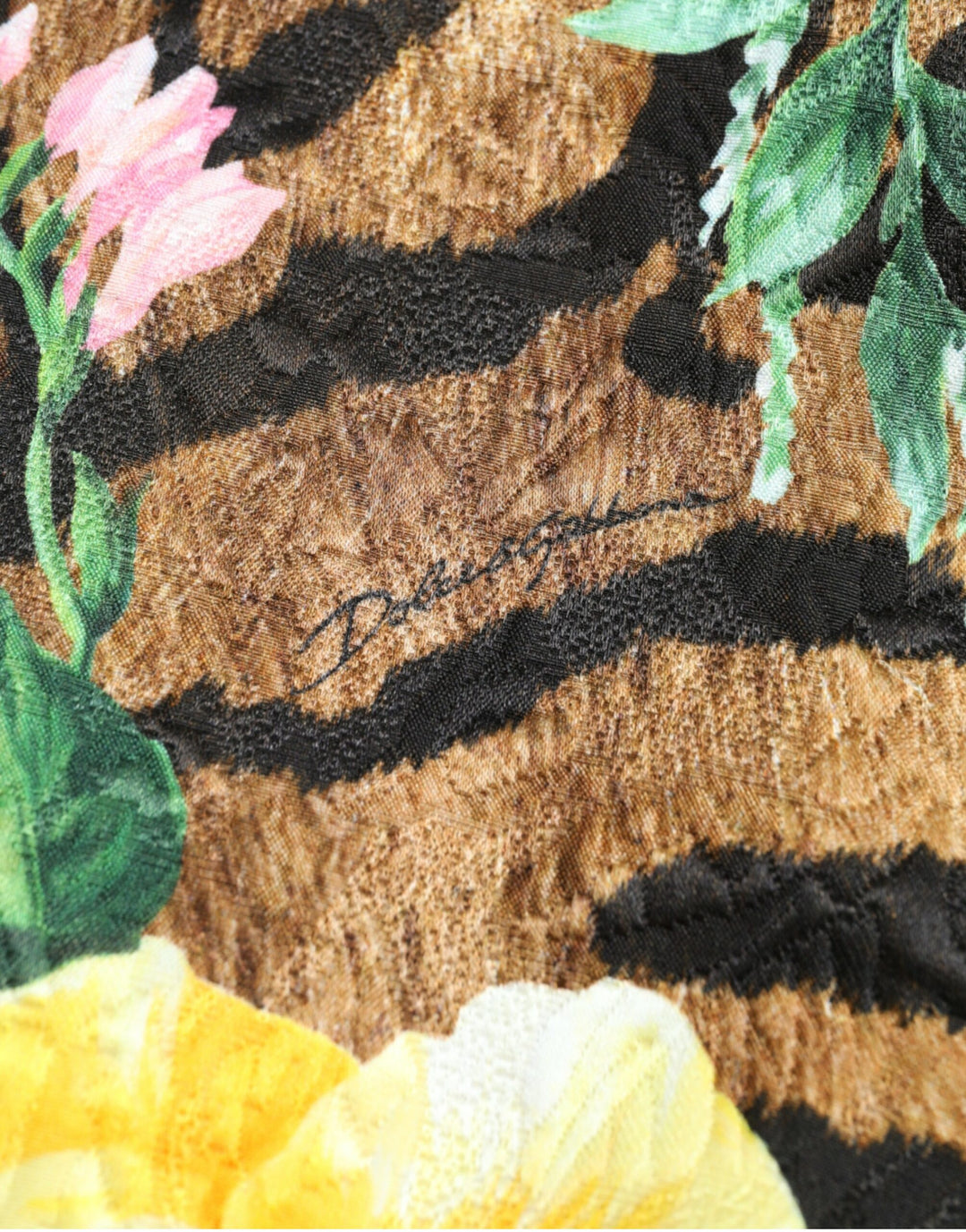 Mini shift dress with animal and floral print