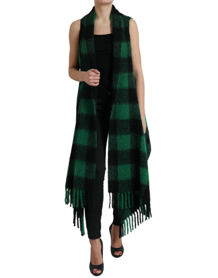 Elegant checked poncho jacket
