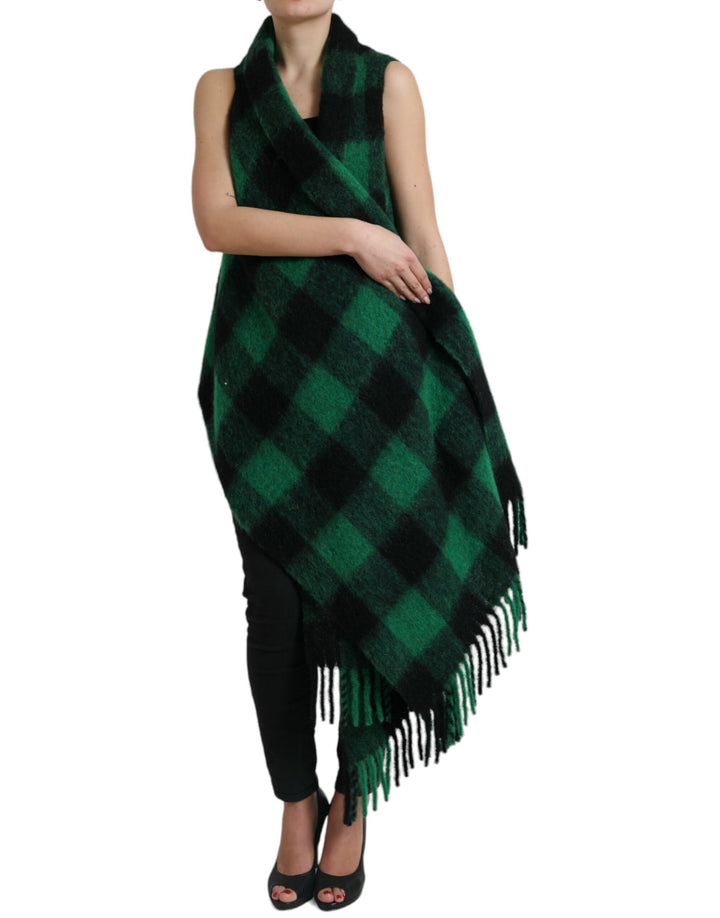 Elegant checked poncho jacket