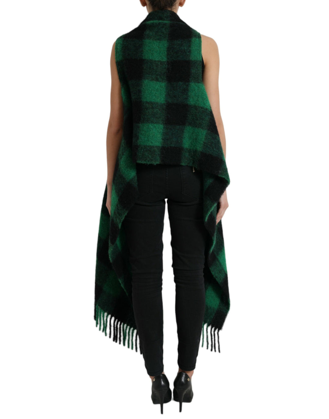 Elegant checked poncho jacket
