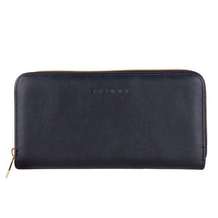 Elegante Brieftasche mit Reißverschluss aus Leder - elegantes Schwarz