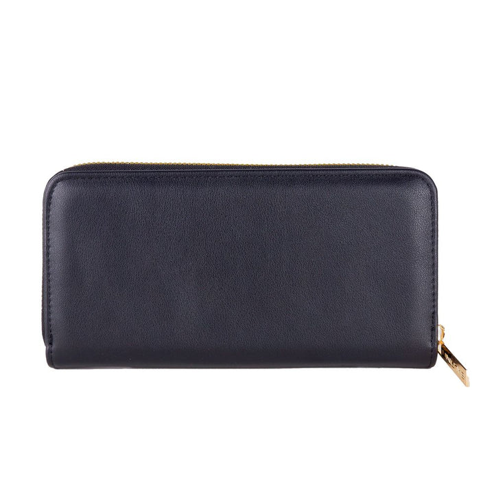 Elegante Brieftasche mit Reißverschluss aus Leder - elegantes Schwarz