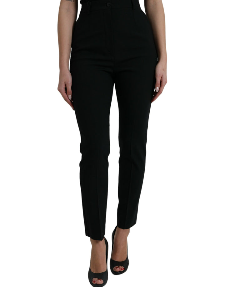 Elegant tapered wool trousers with high waist