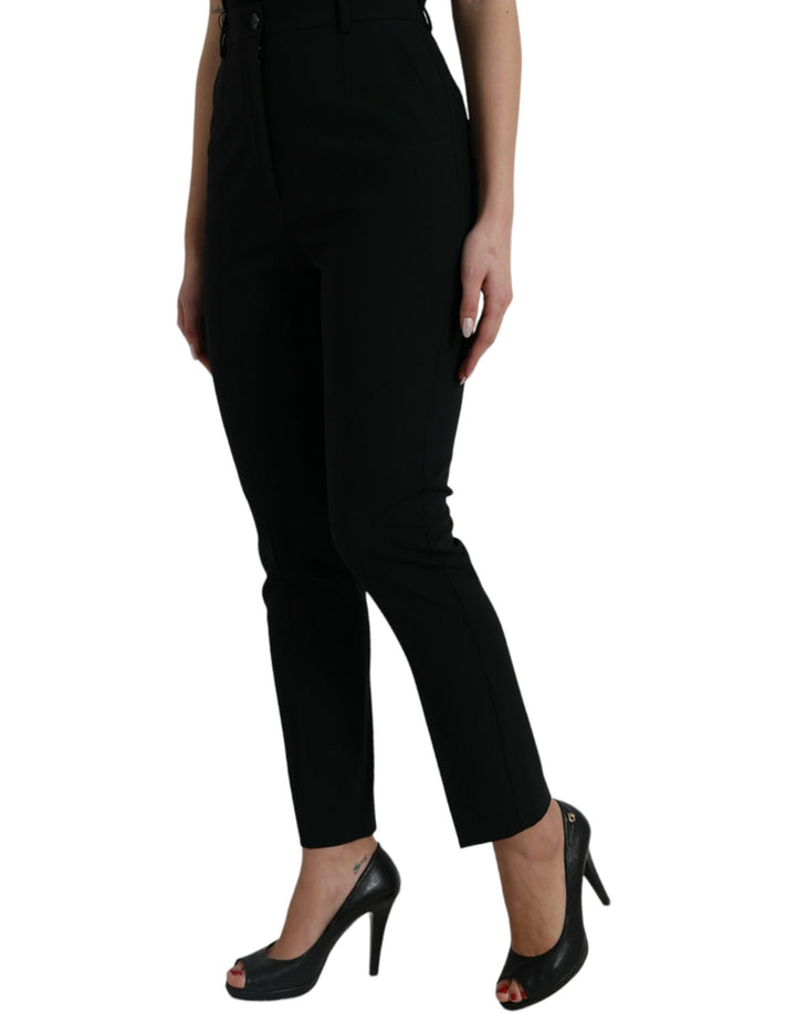 Elegant tapered wool trousers with high waist