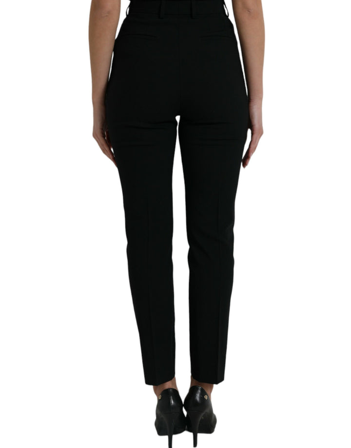 Elegant tapered wool trousers with high waist
