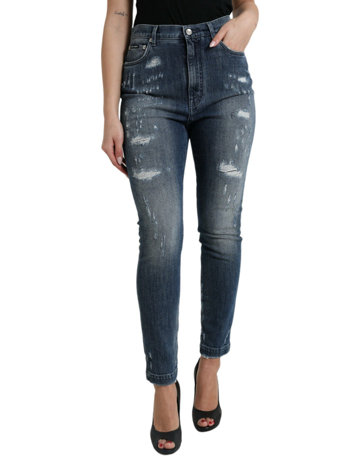 Dunkelblaue Distressed GRACE Skinny Denim Jeans