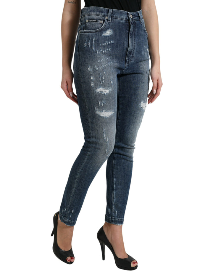 Dunkelblaue Distressed GRACE Skinny Denim Jeans
