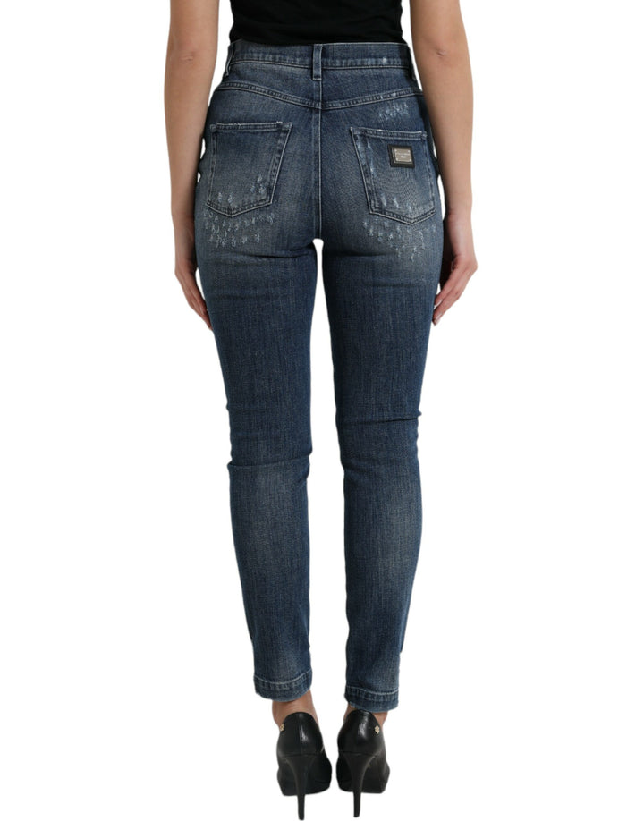 Dunkelblaue Distressed GRACE Skinny Denim Jeans