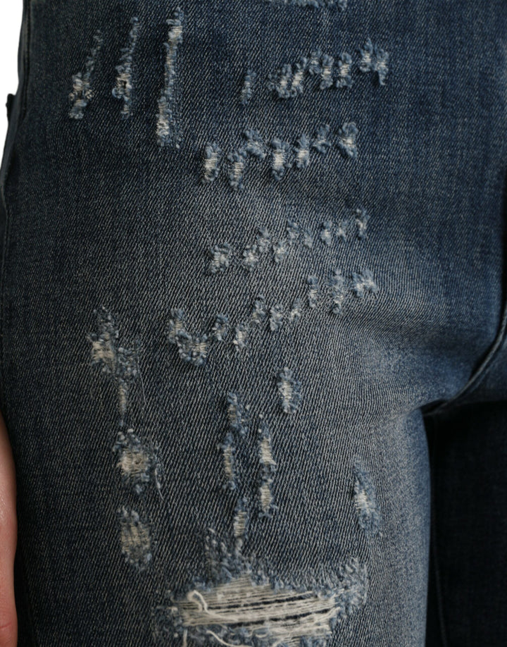 Dunkelblaue Distressed GRACE Skinny Denim Jeans