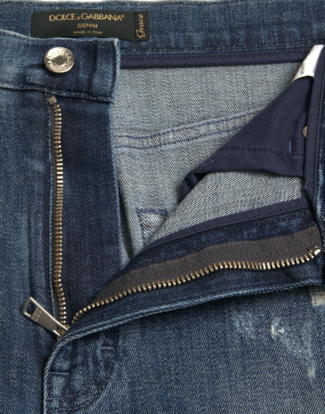 Dunkelblaue Distressed GRACE Skinny Denim Jeans