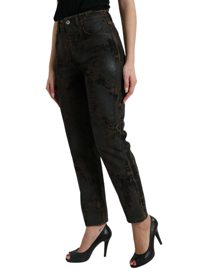 Braune BOYFRIEND Jeans aus Baumwoll-Denim mit mittlerer Taille