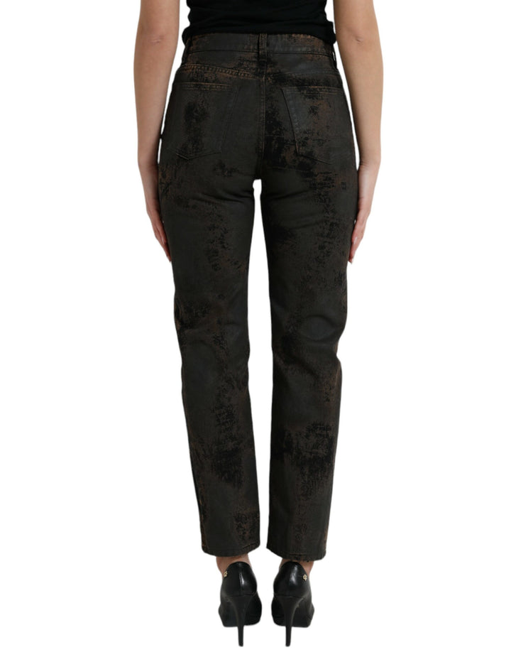 Braune BOYFRIEND Jeans aus Baumwoll-Denim mit mittlerer Taille