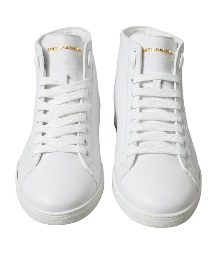 Dolce & Gabbana Elegante weiße Leder-High-Top-Sneakers