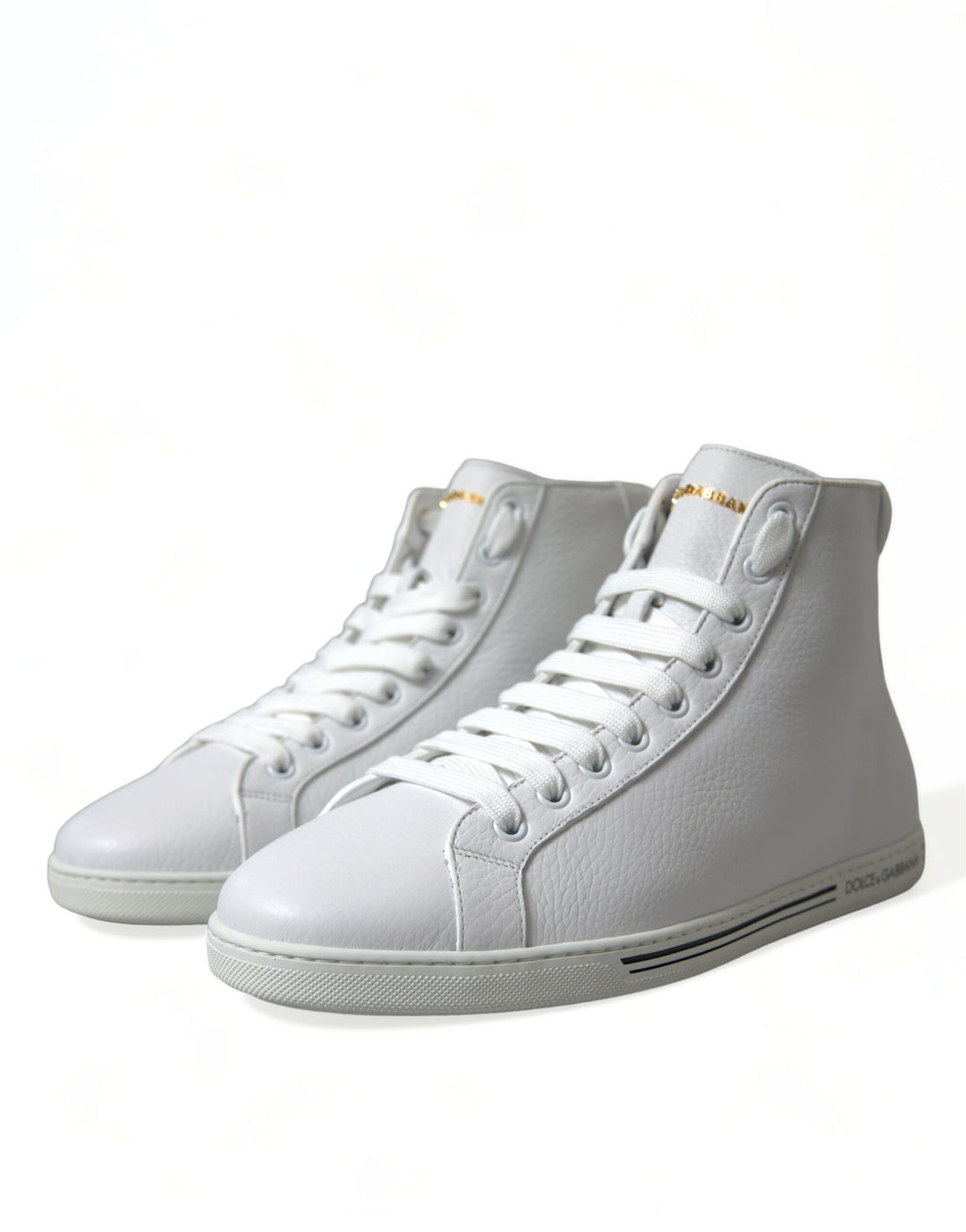 Dolce & Gabbana Elegante weiße Leder-High-Top-Sneakers