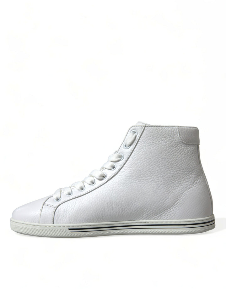 Dolce & Gabbana Elegante weiße Leder-High-Top-Sneakers