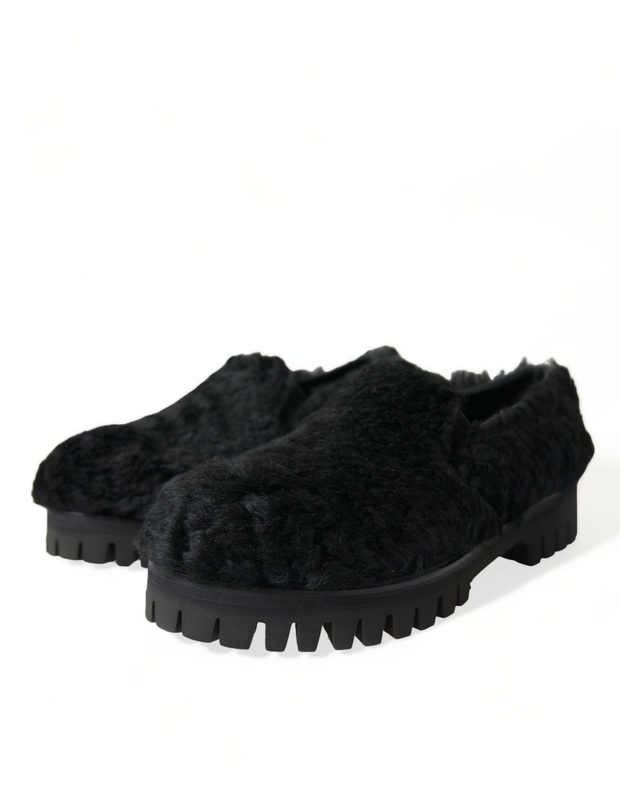 Elegant black fur slippers for men