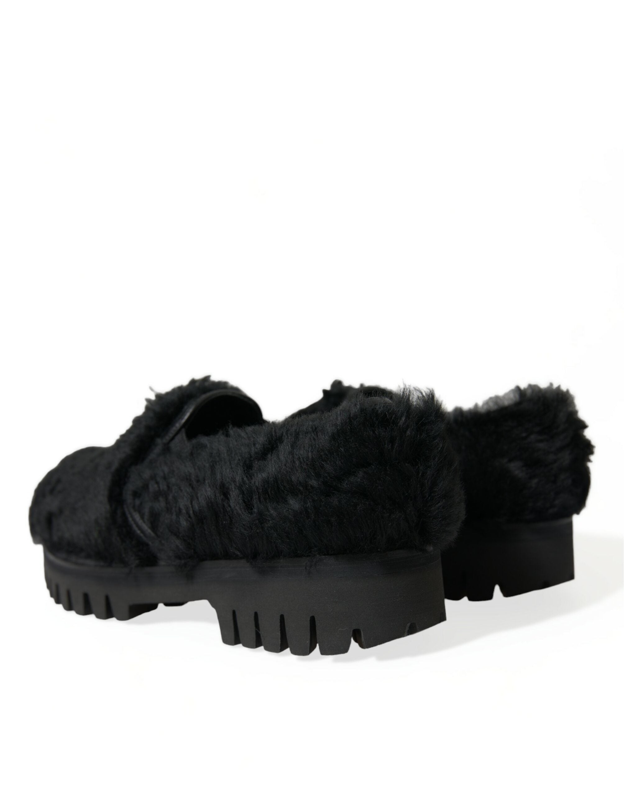 Elegant black fur slippers for men