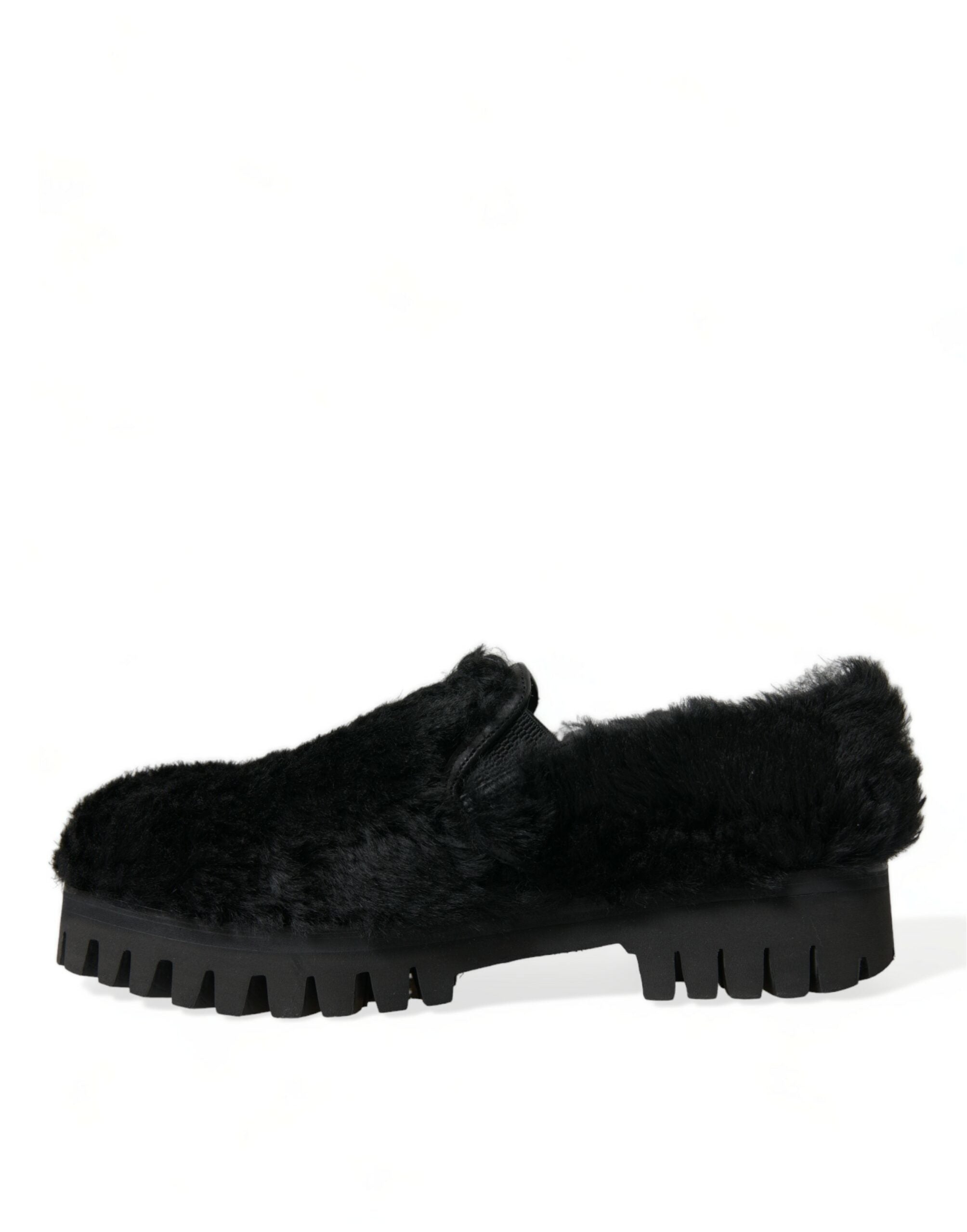 Elegant black fur slippers for men