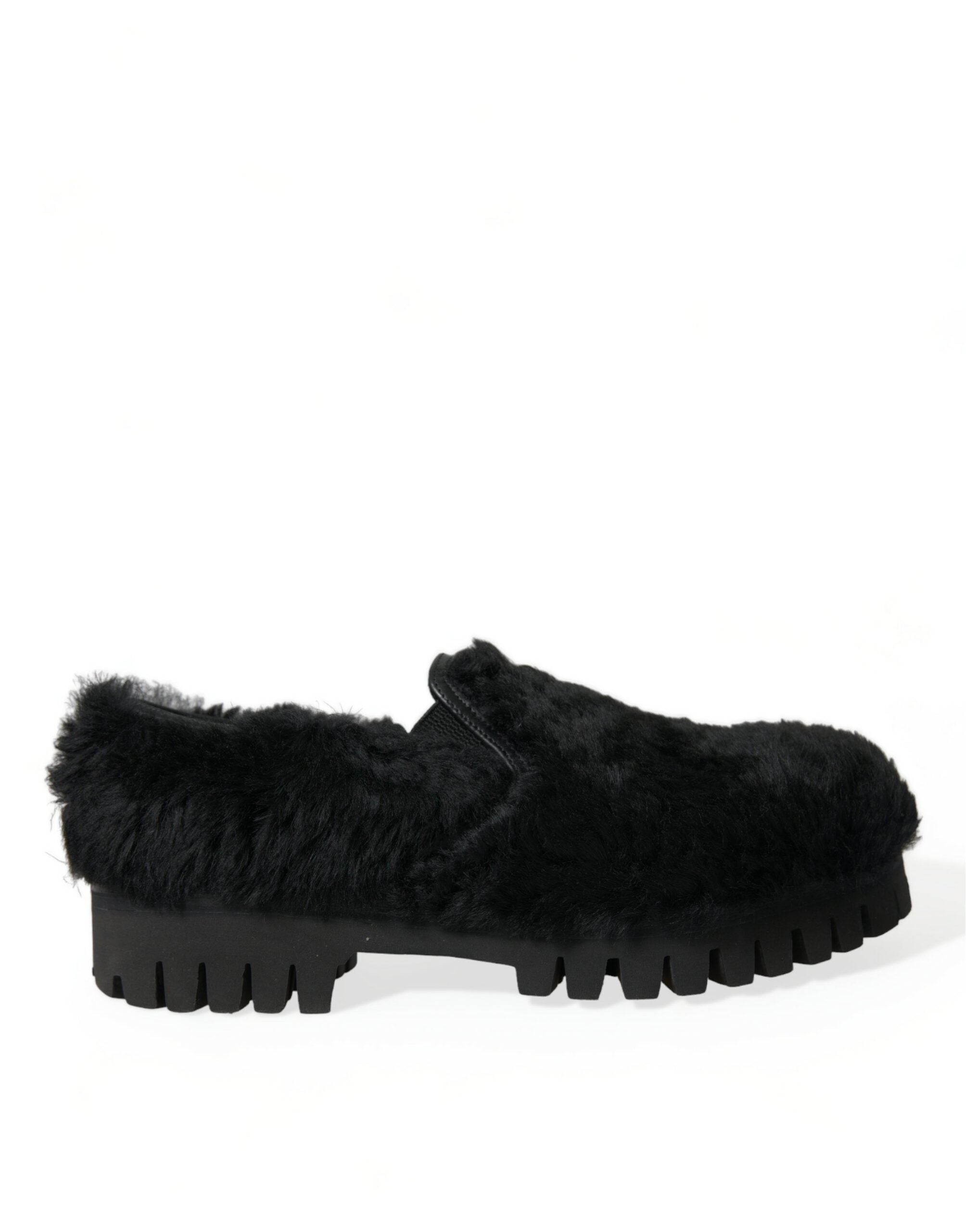 Elegant black fur slippers for men