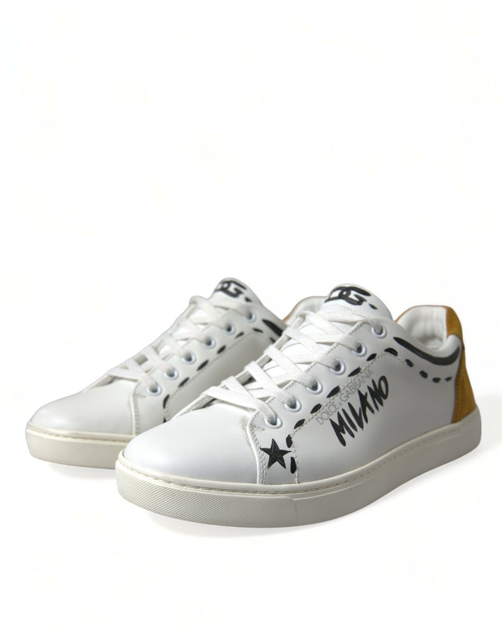 Dolce & Gabbana Glatte weiße Low-Top-Ledersneakers