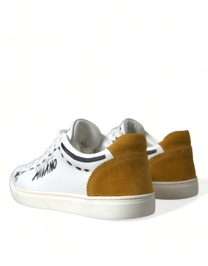 Dolce & Gabbana Glatte weiße Low-Top-Ledersneakers