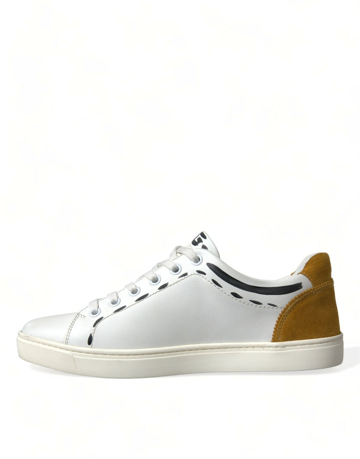 Dolce & Gabbana Glatte weiße Low-Top-Ledersneakers