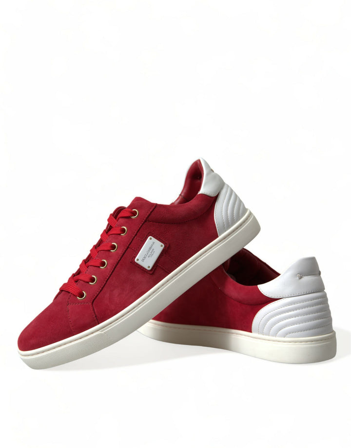 Dolce & Gabbana Elegante rot-weiße Low-Top-Sneakers