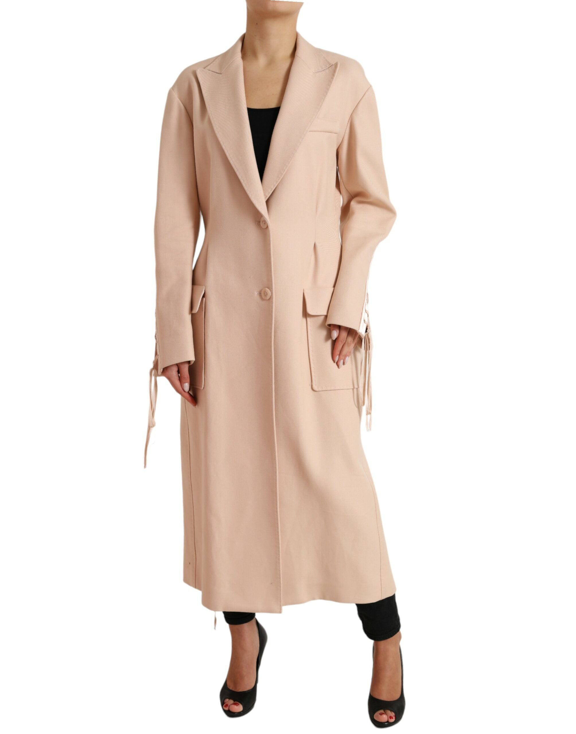 Elegant single-breasted trench coat in beige