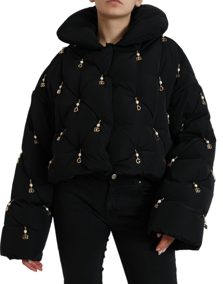 Elegant quilted jacket with pearl decoration