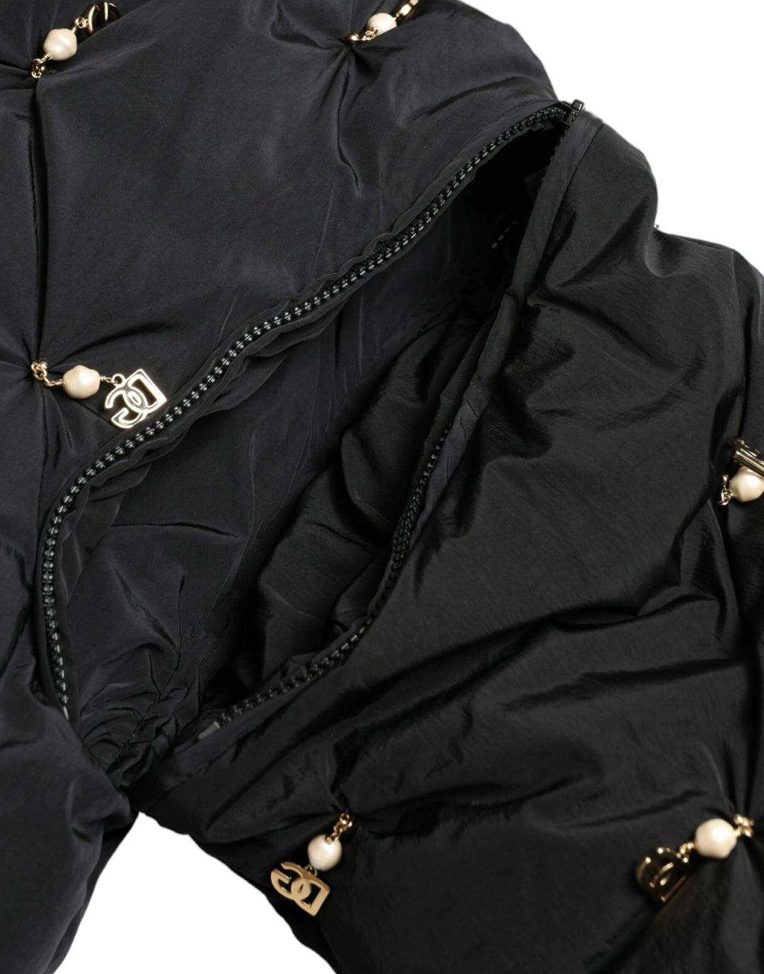 Elegant quilted jacket with pearl decoration