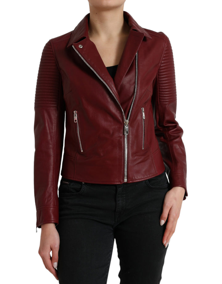 Bordeaux biker leather jacket