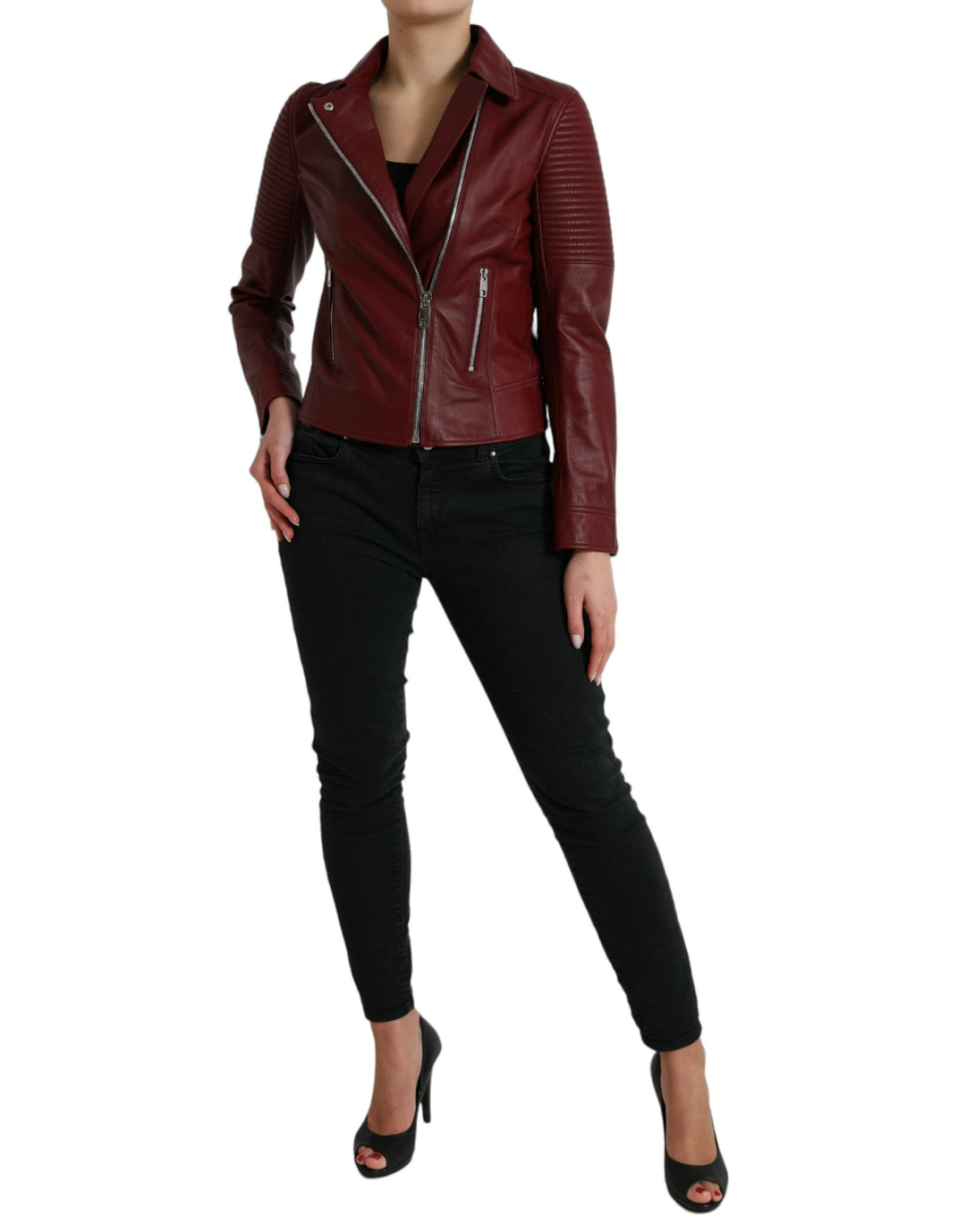 Bordeaux biker leather jacket