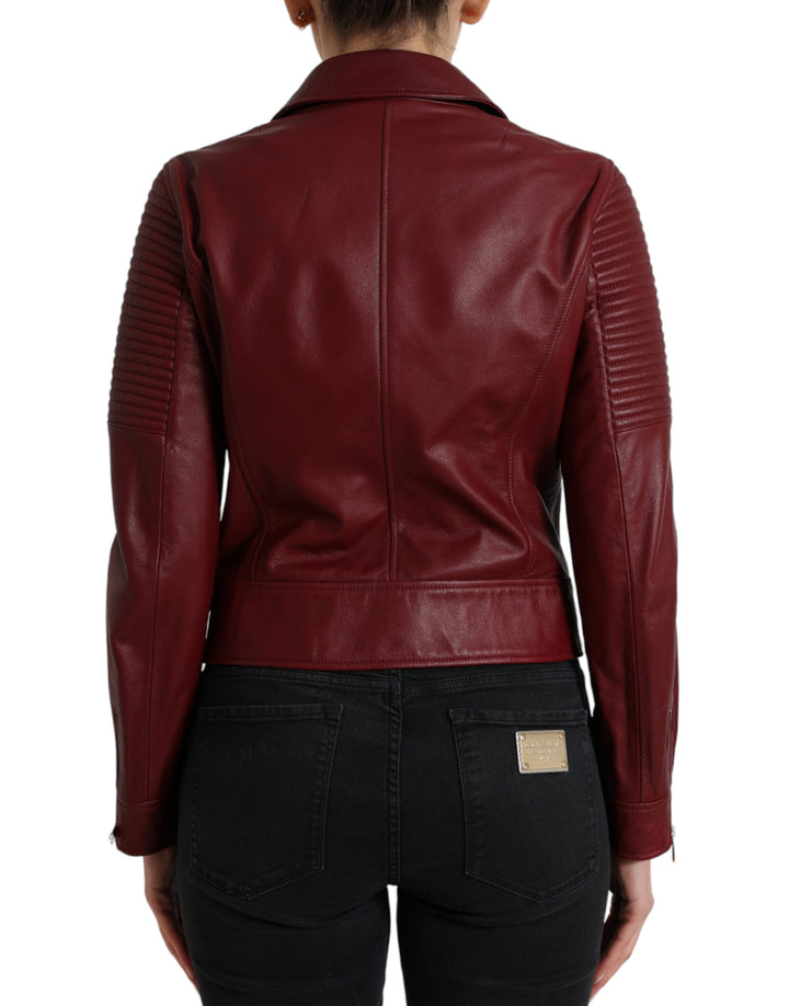 Bordeaux biker leather jacket